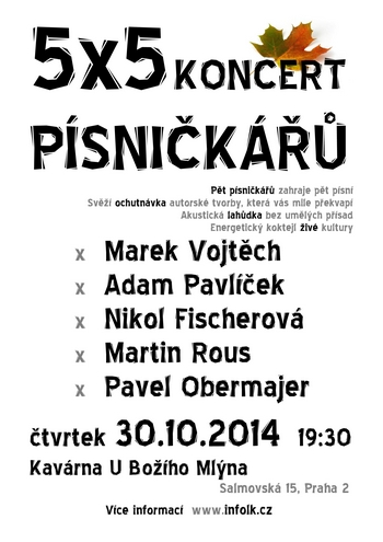 5x5 | Koncert písničkářů | 30.10.2014